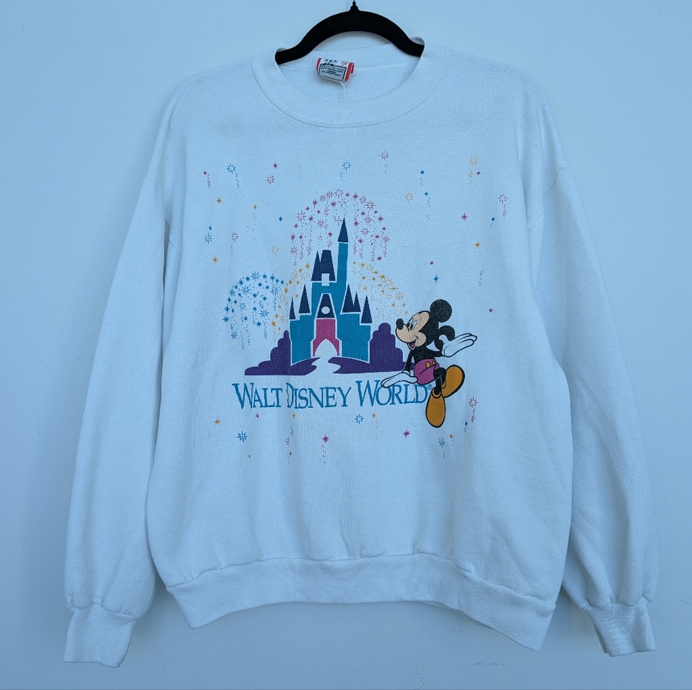 Vtg 90s Disney Designs Walt Disney World Castle Sweatshirt Mickey Mouse Sz L